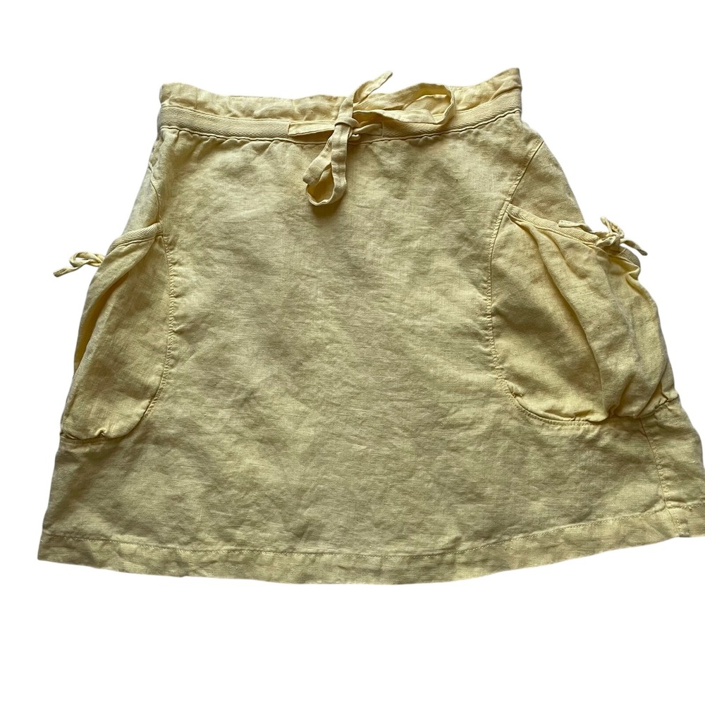Armani Exchange Yellow Linen Cargo Skirt, 4‎